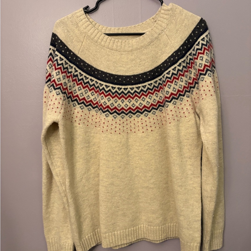 Duluth trading company wool blend nordic sweater XL Fair Isle Cabin 75% Wool - Picture 2 of 6